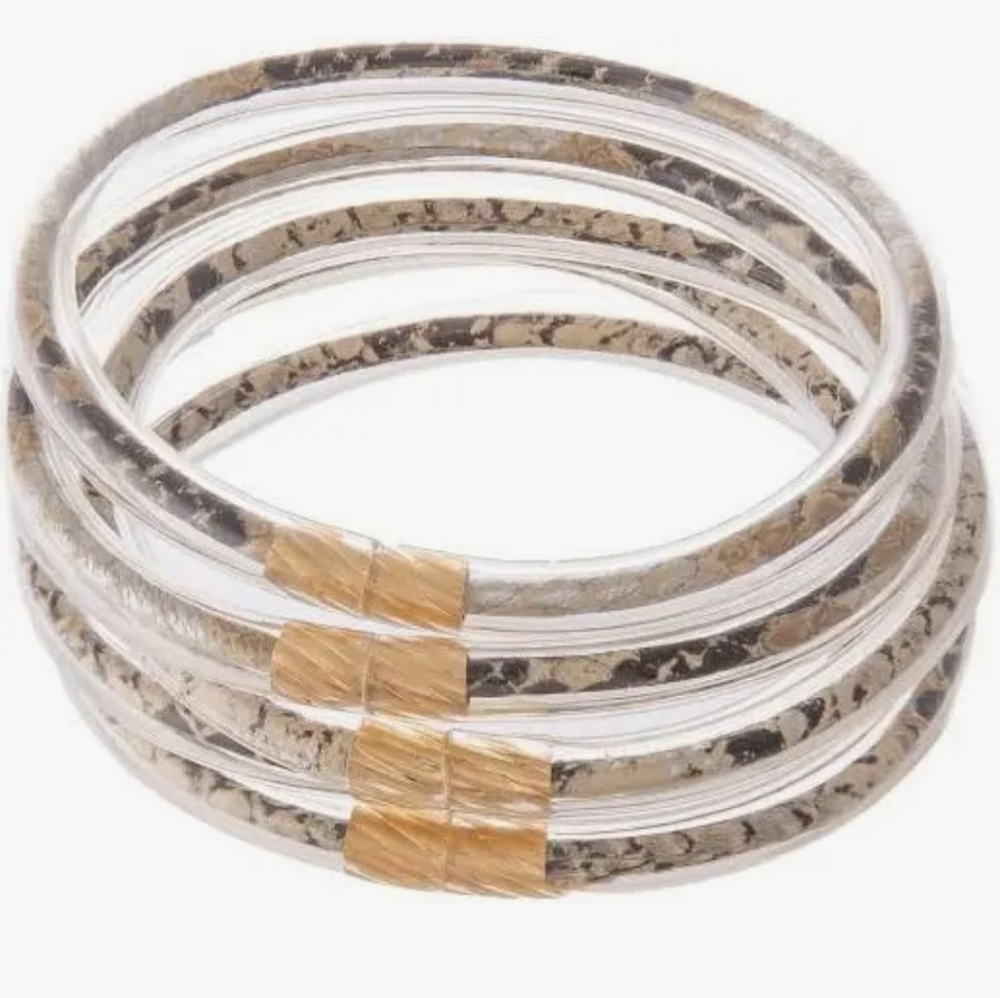 Snakeskin Jelly Bangle Bracelet Set,5 pieces